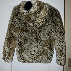 Girls Leopard print fur coat
